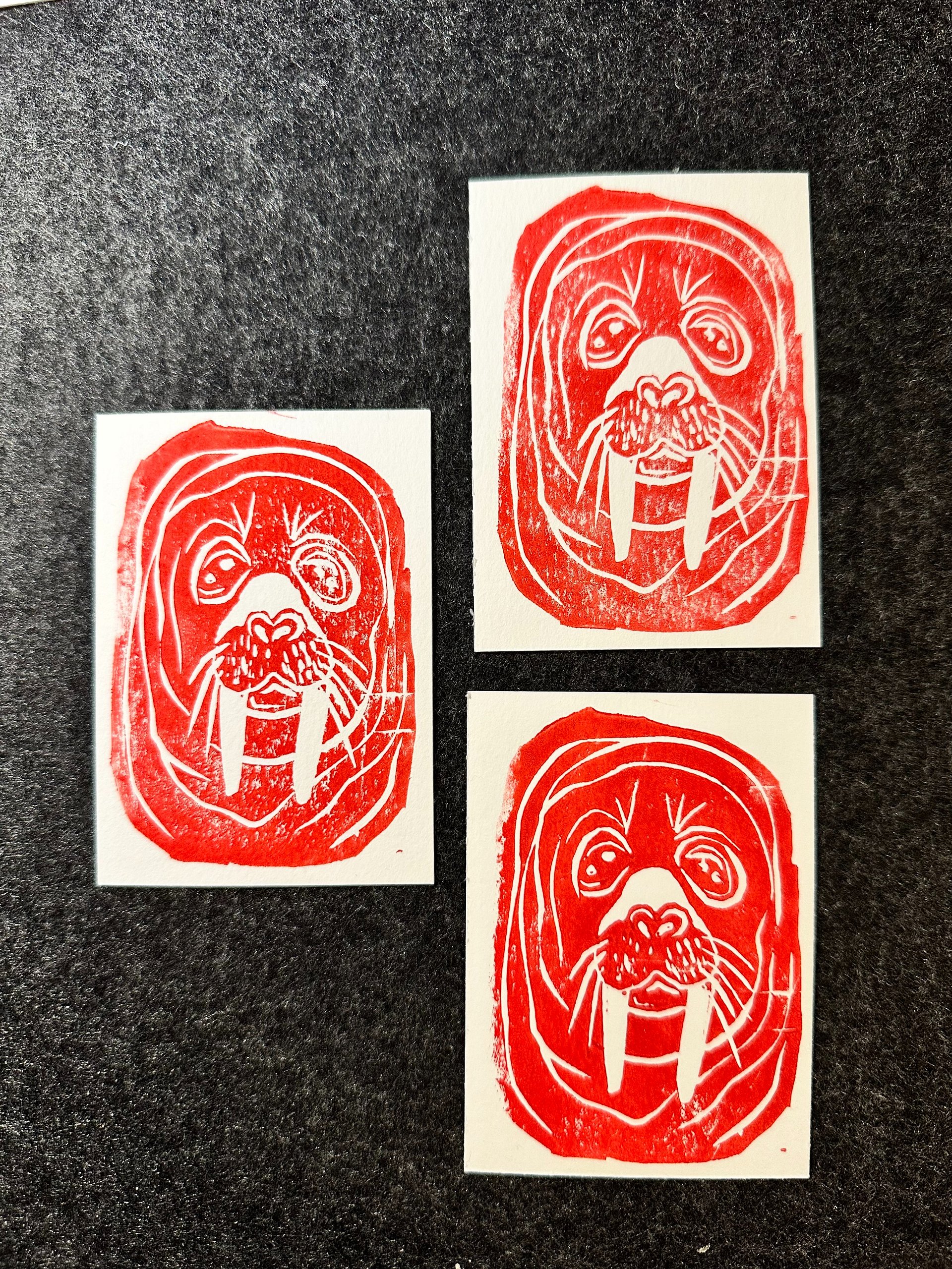 Big Red Linocut ACEO product image (3)
