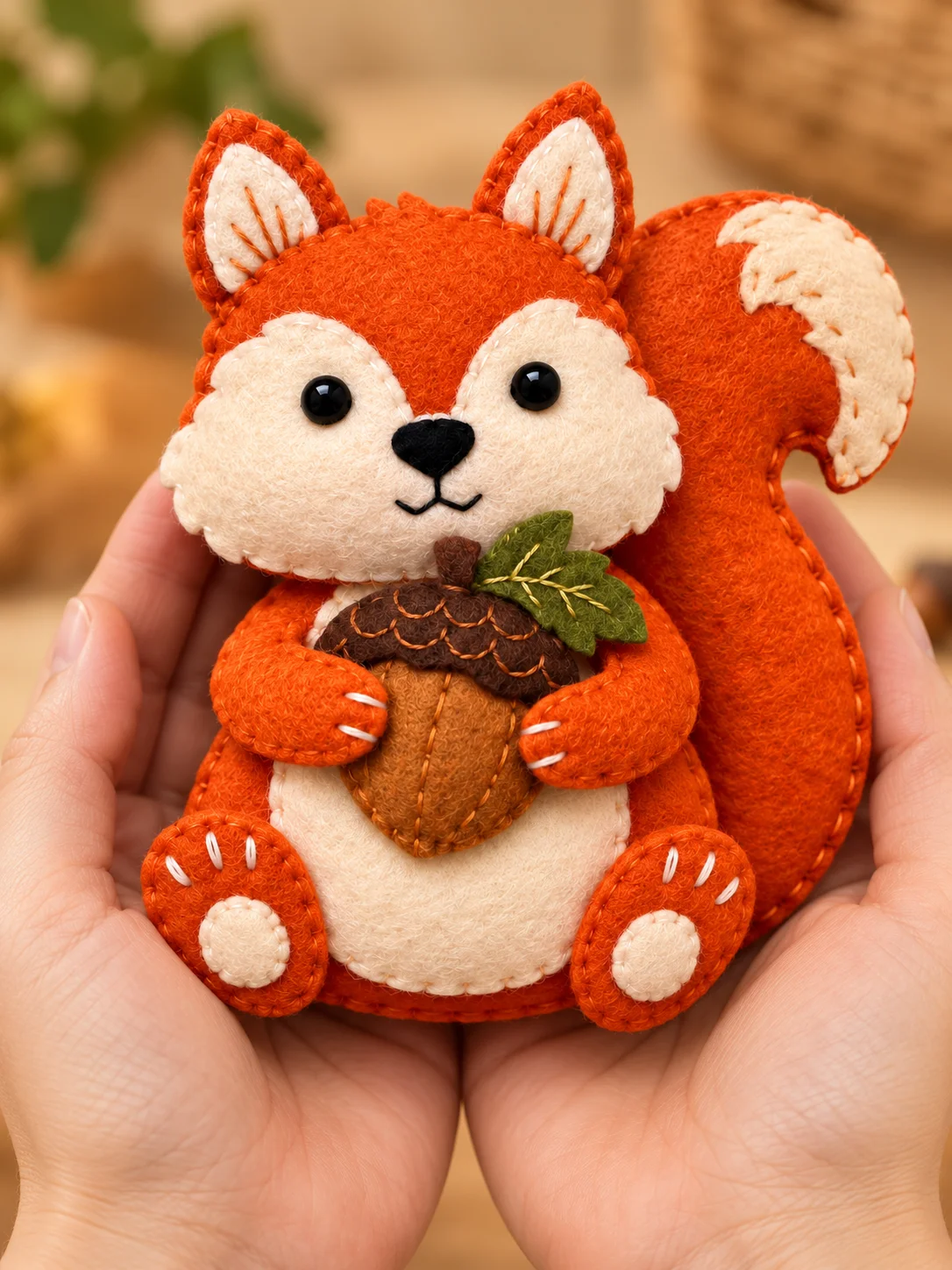 Handmade Felt Squirrel with Acorn – Woodland Animal Decor product image (9)