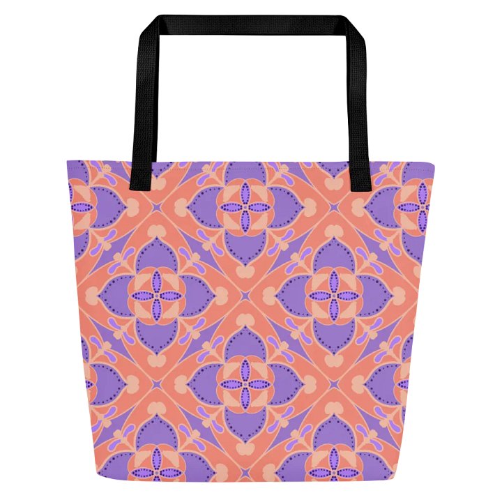 Peach and Lilac Symmetry Pattern All Over Print Tote product image (2)