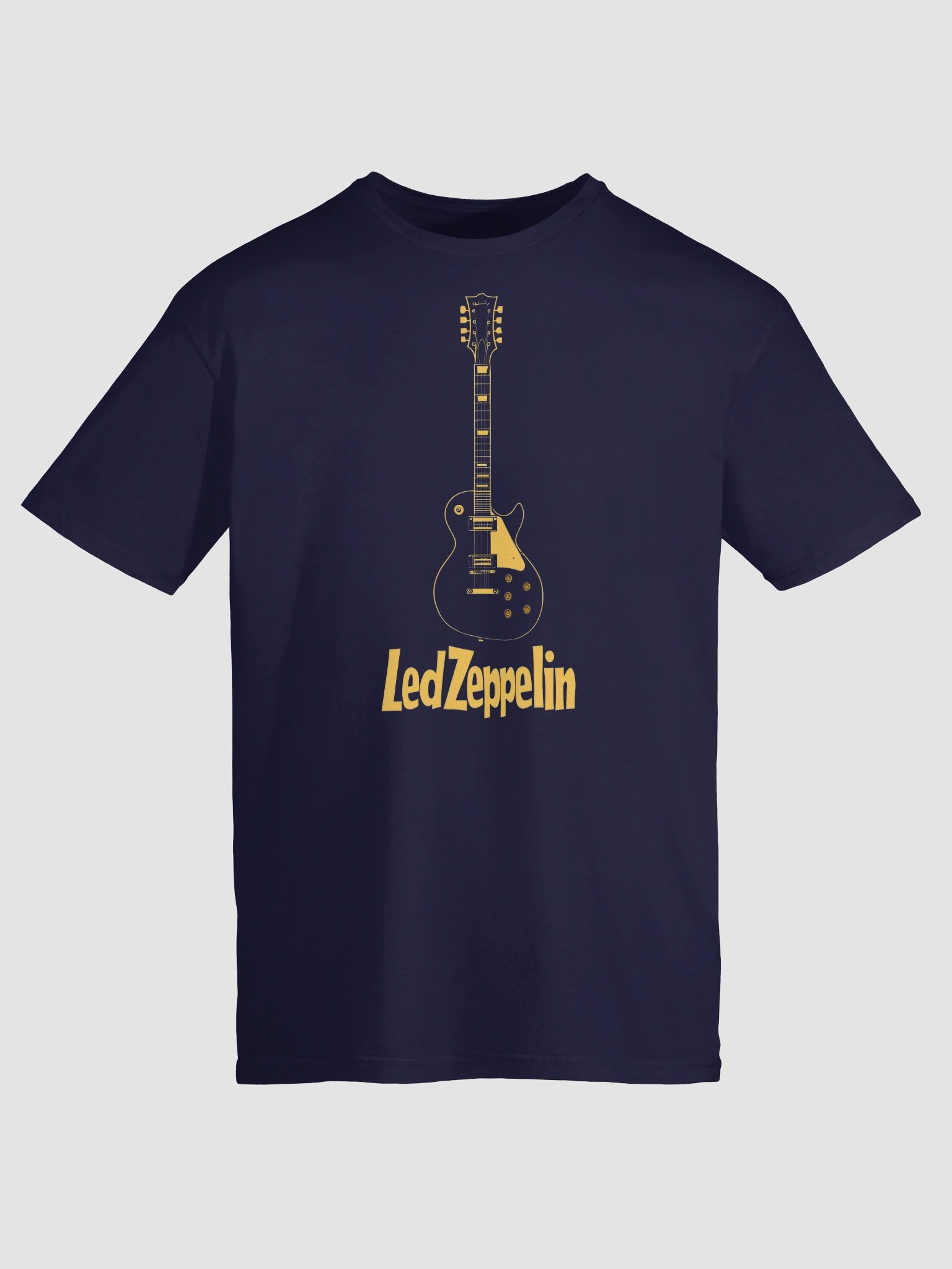 Led Zeppelin Guitar T-Shirt | Minimalist Classic Rock Gold Graphic Tee product image (17)