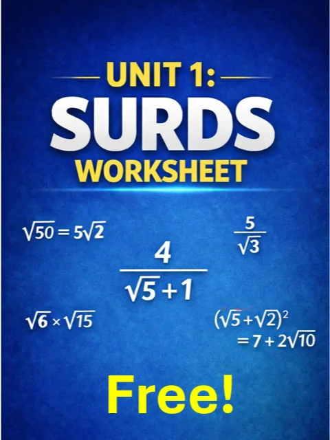 QCAA Maths Methods — Unit 1: Surds Worksheet 1 product image (1)