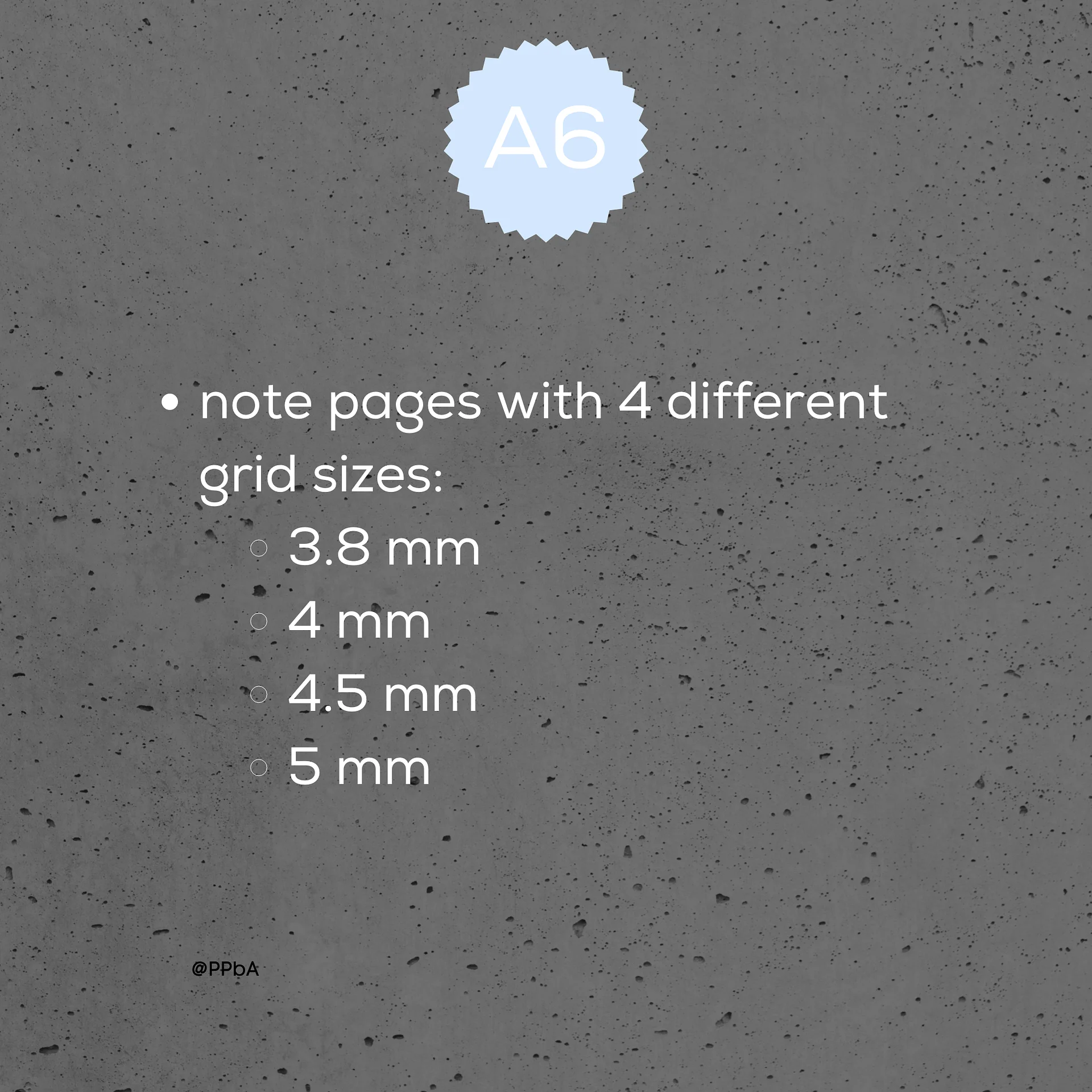 grid note pages - A6 - various grid sizes - 3.8/4/4.5/5 mm product image (2)