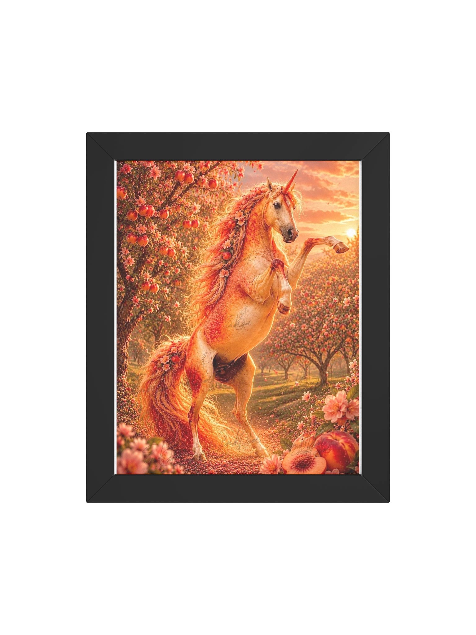 Peach Unicorn Black Framed Poster product image (4)