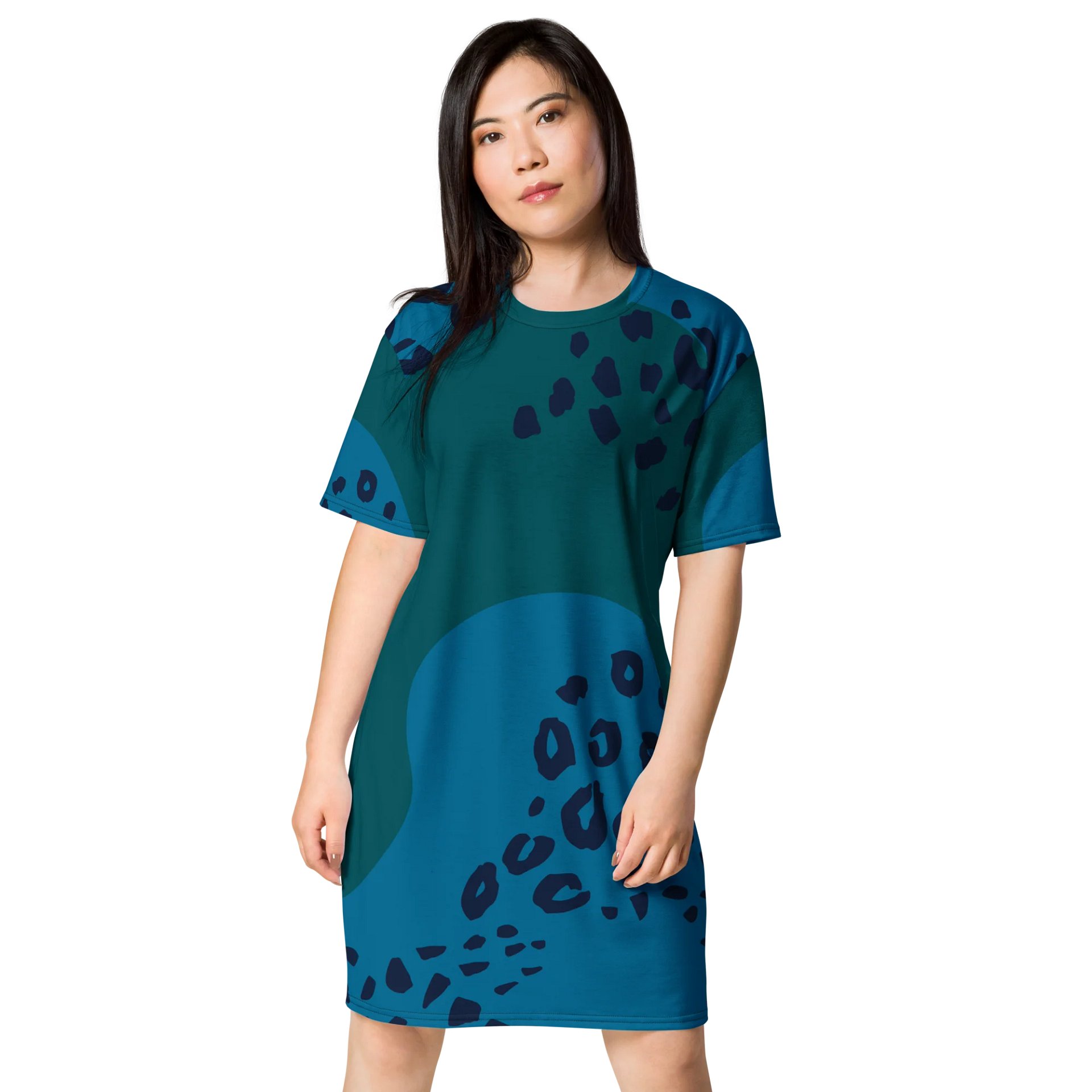 Trendy Oversized T-Shirt Dress with Unique Leopard Print Design - TDSMUSIC product image (1)