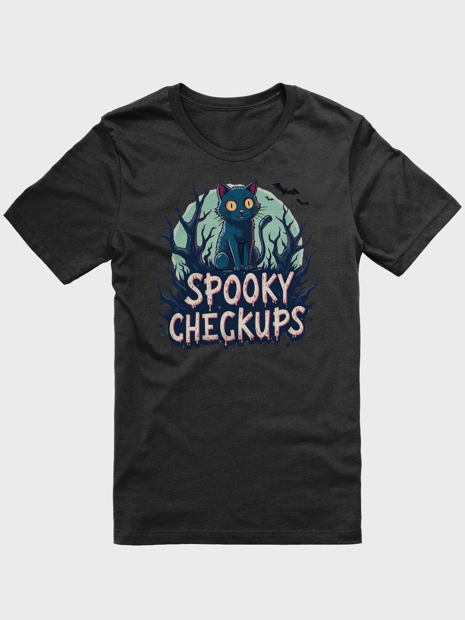 Spooky Checkups Moonlit Feline Glow T-Shirt product image (2)