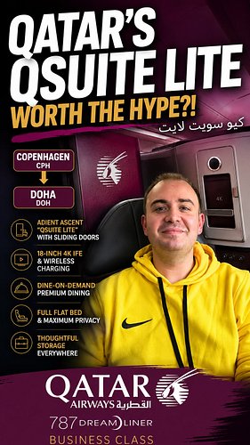 This week I’m flying with @qatarairways in their Qsuite Lite business class cabin onboard the Boeing 787-9, from Copenhagen t...