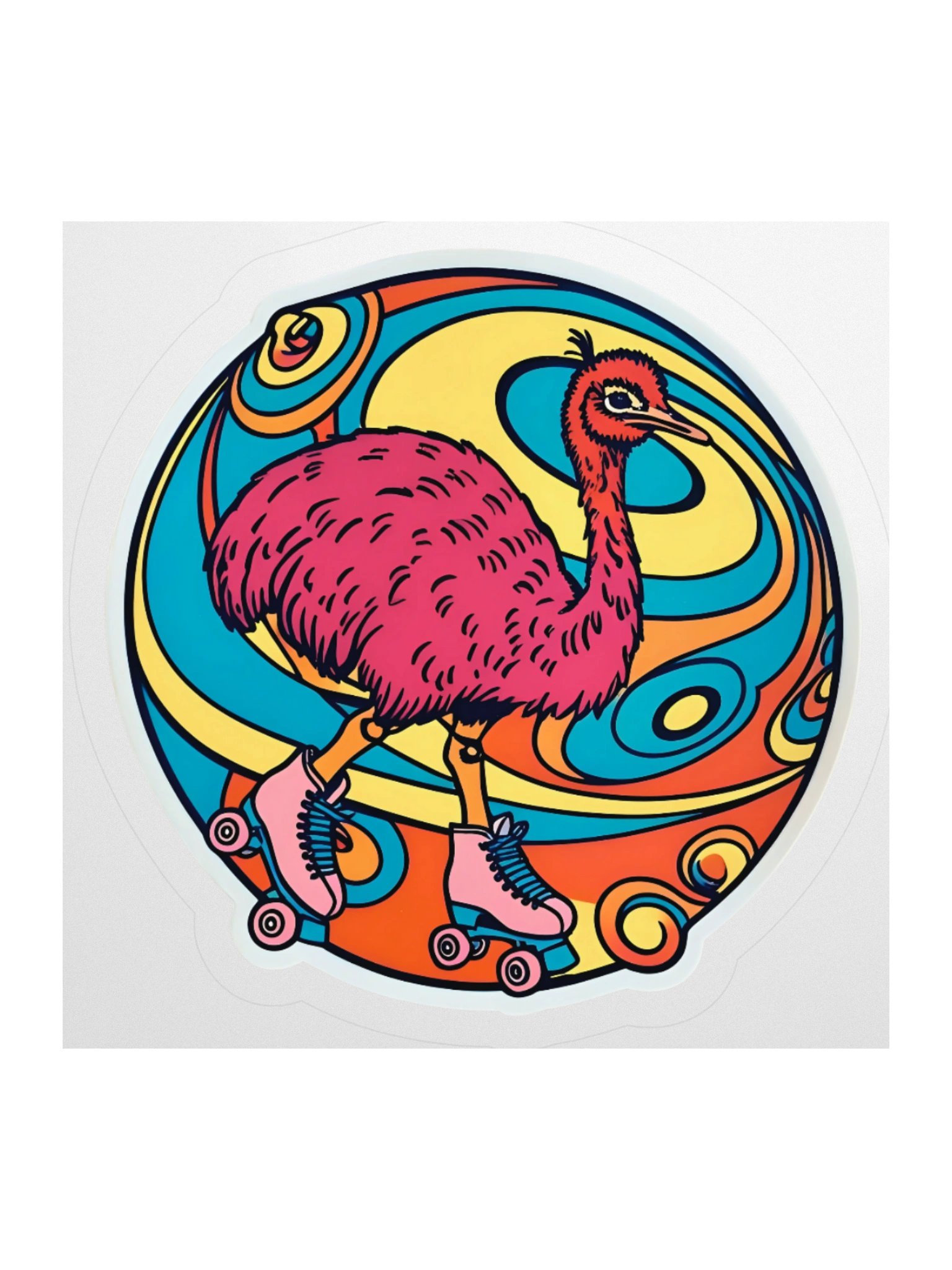 Psychedelic Emu Roller Skates Sticker product image (1)