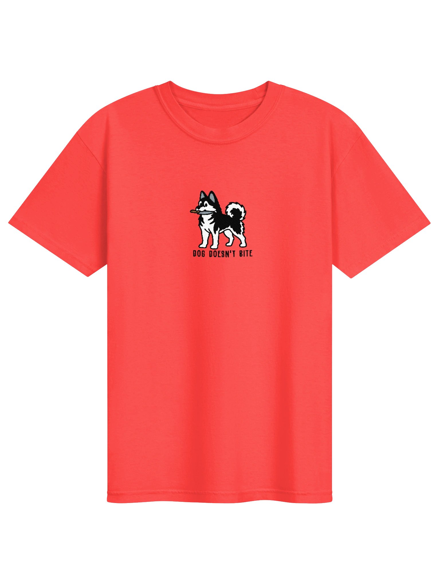 Dog Doesn't Bite Funny Chibi-Style Embroidered T-Shirt for Siberian Husky(Black & White) Owners product image (37)
