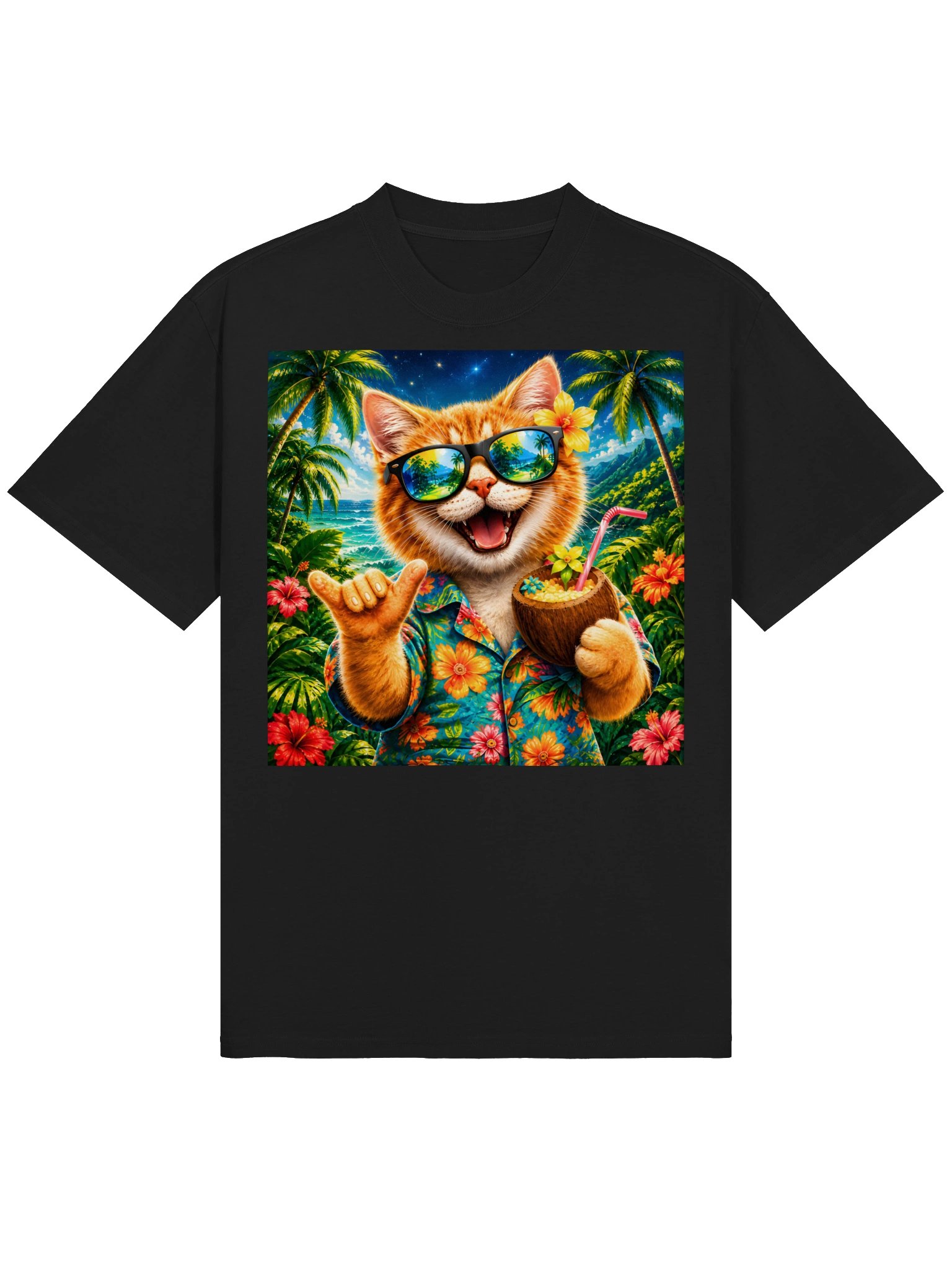 Tropical Vacation Cat Shirt, Funny Hawaiian Cat T-Shirt, Island Life, Beach Lover Gift, Summer product image (3)