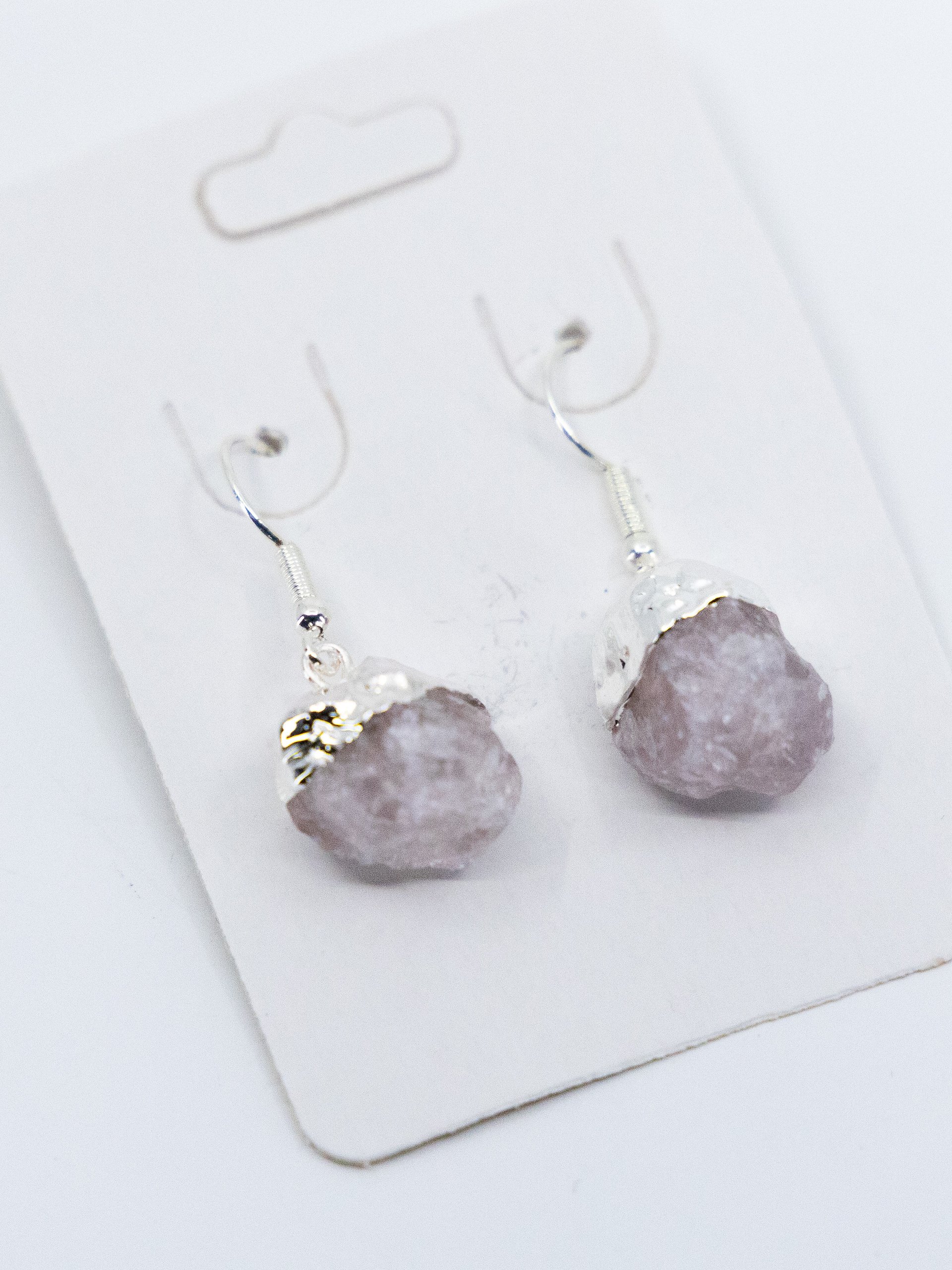 Rose Quartz Crystal Silver Earrings product image (1)