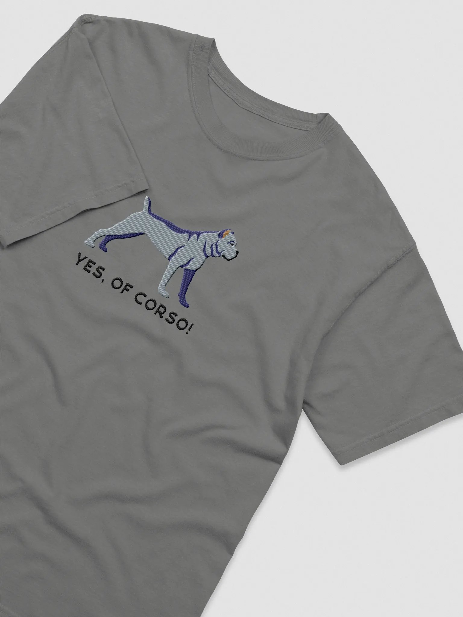 Yes, Of Corso T-Shirt(Embroidered) of a Cane Corso(Blue) product image (6)