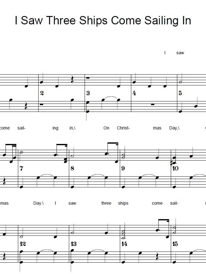 I Saw Three Ships Come Sailing In - Christmas - Piano sheet music product image (1)