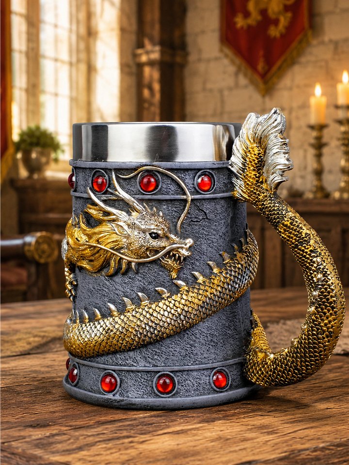 The Armored Kingdom Crimson Gold Wrapped Dragon Mug-16oz-Dragon Drinkware-Mythic Design product image (1)