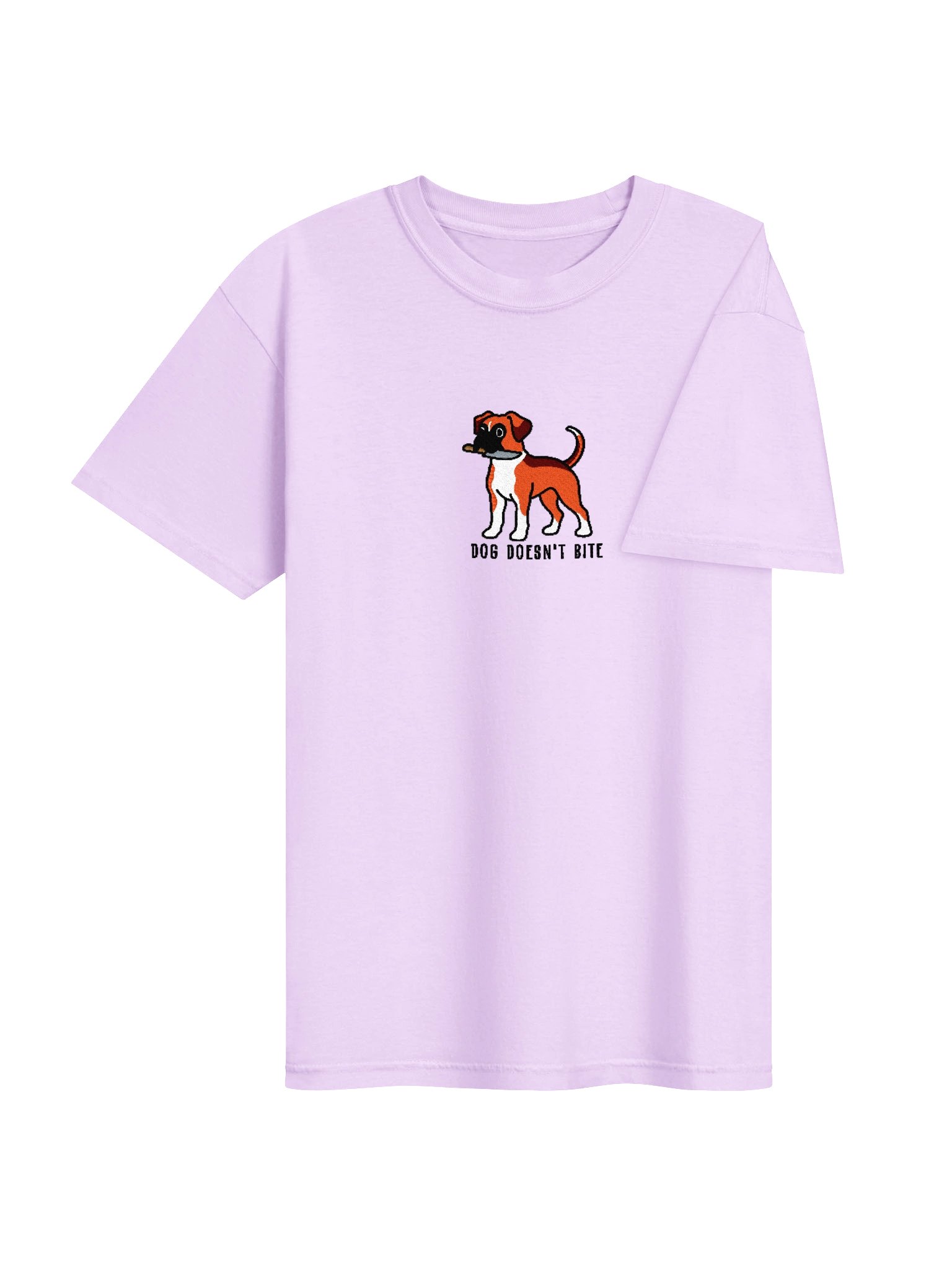 Dog Doesn't Bite Funny Chibi-Style Embroidered T-Shirt for Boxer(Red) Owners product image (94)