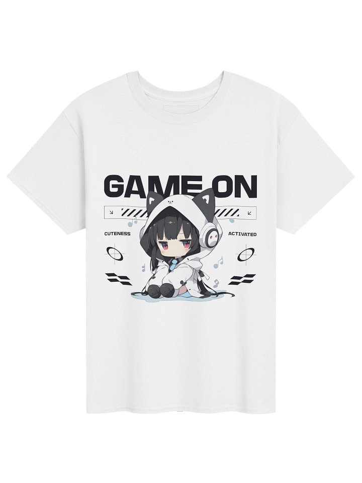 "Game On – Cuteness Activated" T-Shirt – White Oversized ANIME Graphic Tee product image (1)