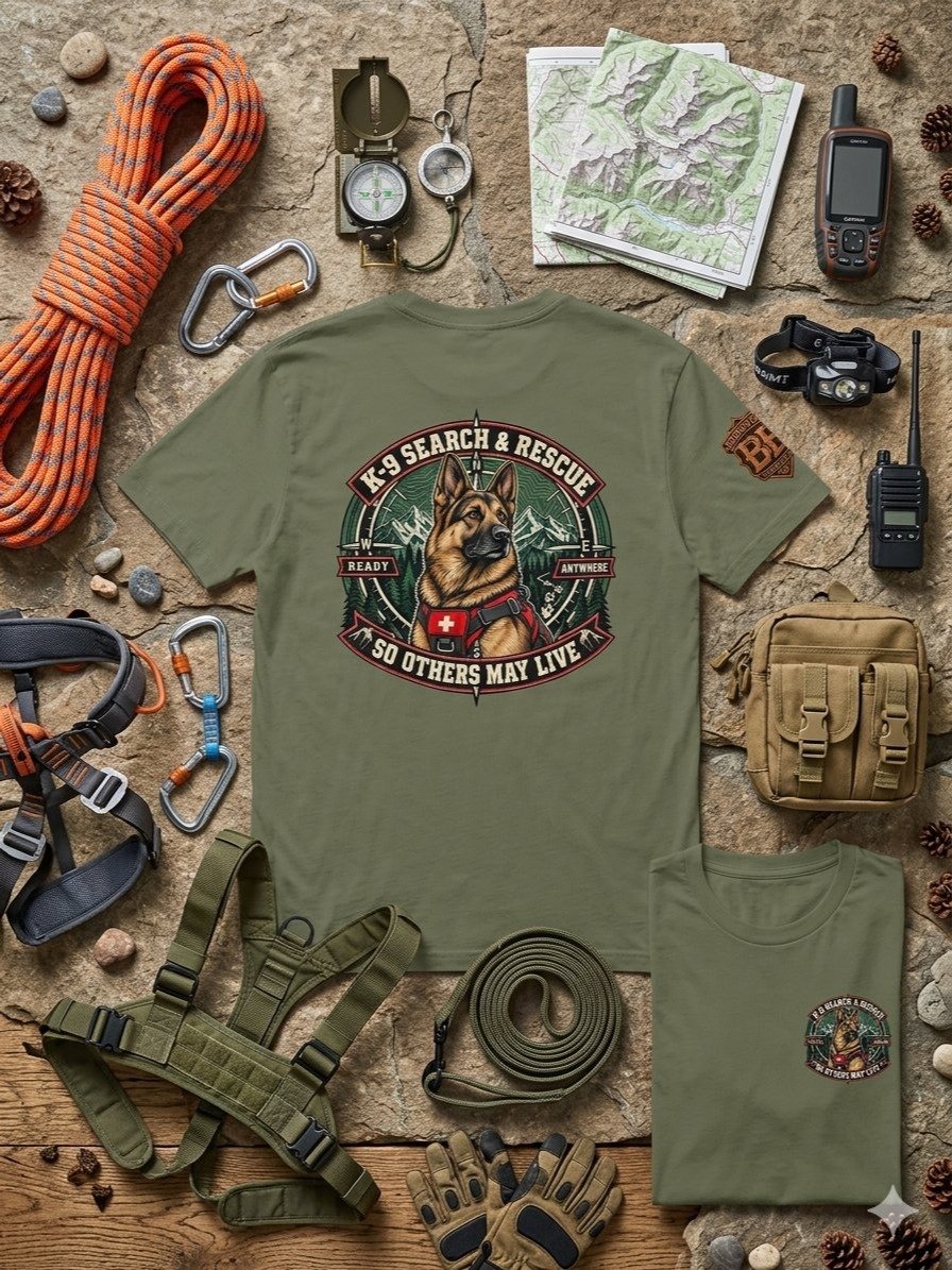 Search and Rescue K9 Shirt — German Shepherd SAR Team “So Others May Live” | Flat Out Broken™ product image (1)