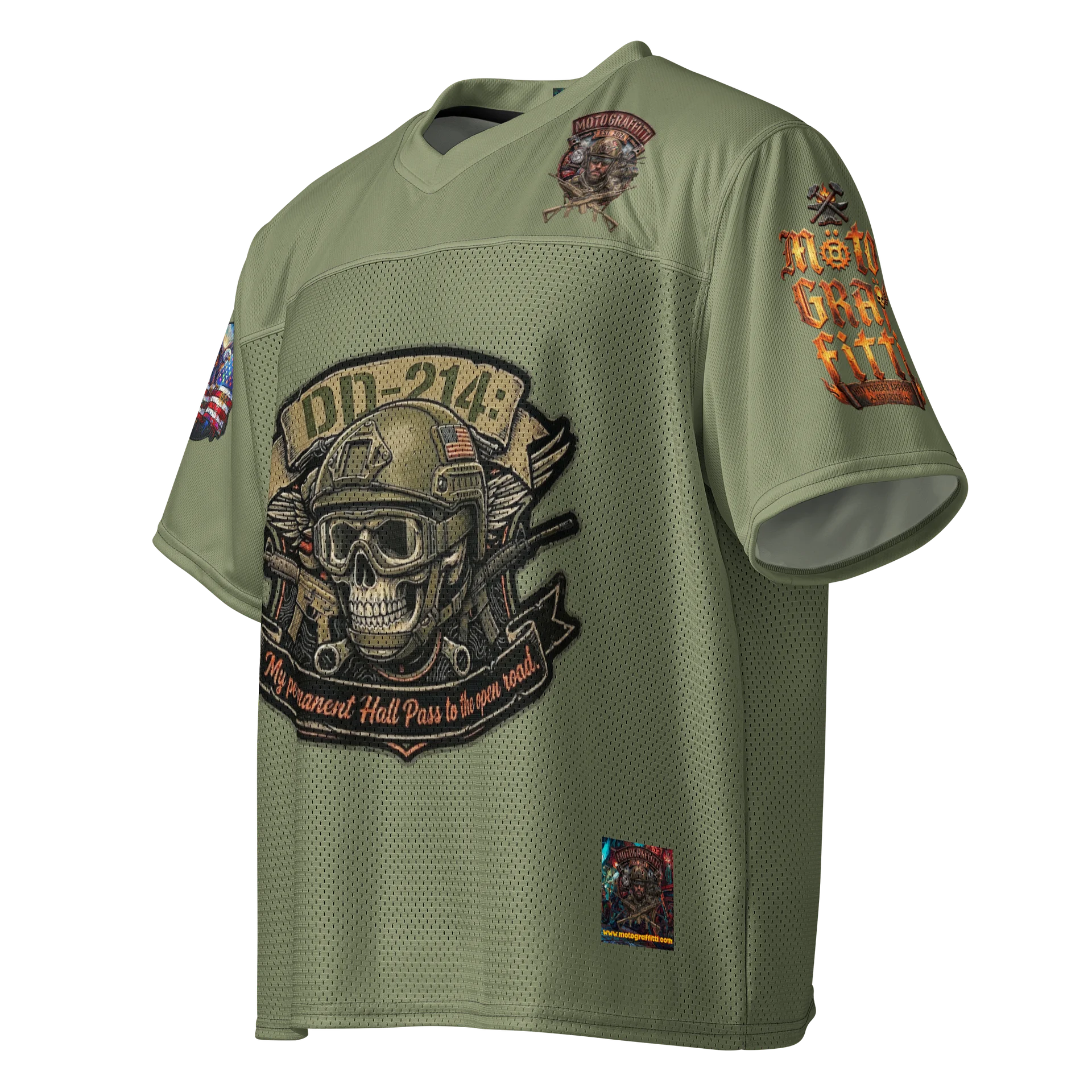 MötoGraffitti DD214 OD Green Football Jersey product image (3)