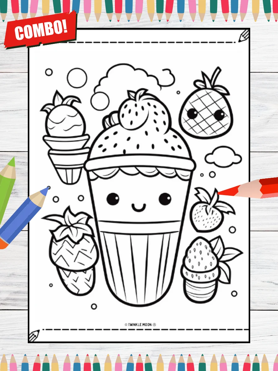 200 Cute Kawaii Coloring Pages#Combo (PDF Coloring Pages