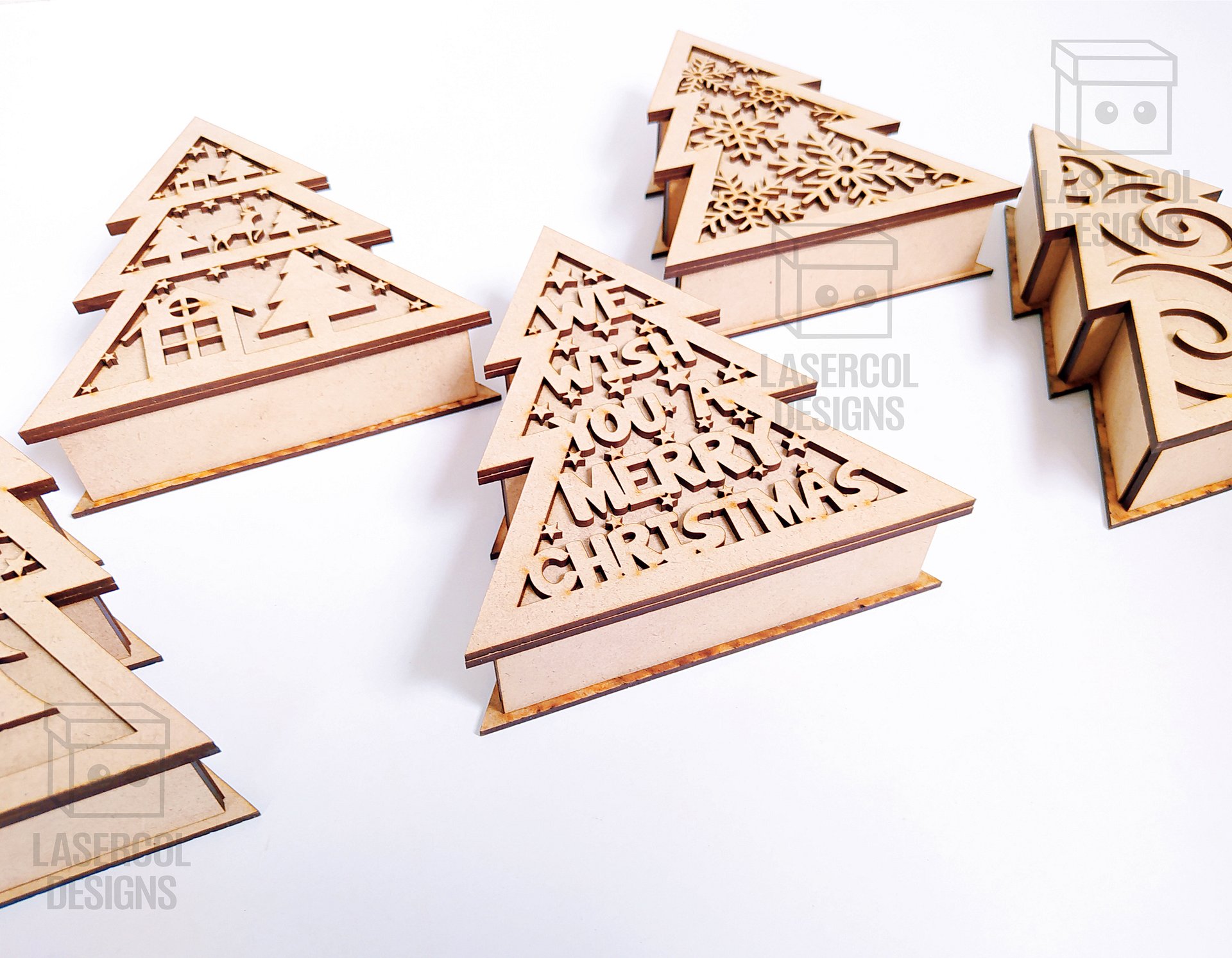 Christmas Tree and Star Box Bundle (2 Sizes, 5 Styles) - Laser Cut Files product image (8)