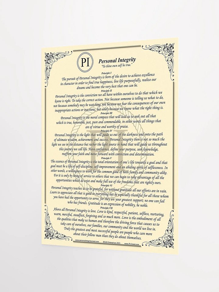 Personal Integrity Creed Poster 12"x16" product image (2)