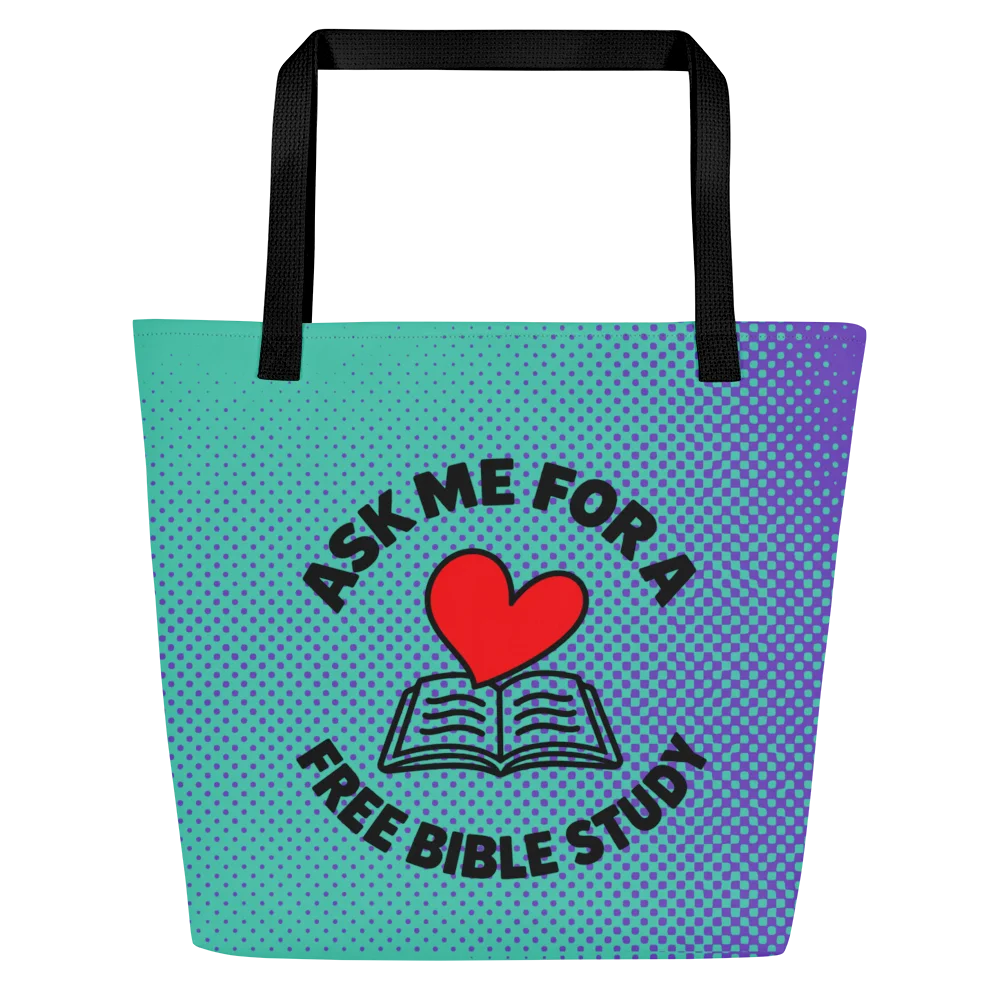 Ask Me for a Free Bible Study on Turquoise/Purple Retro-inspired dotted Background product image (2)