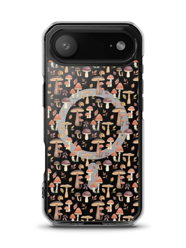 MagSafe® clear case for iPhone the mushroom haven. Autumn cottagecore mushroom design product image (2)