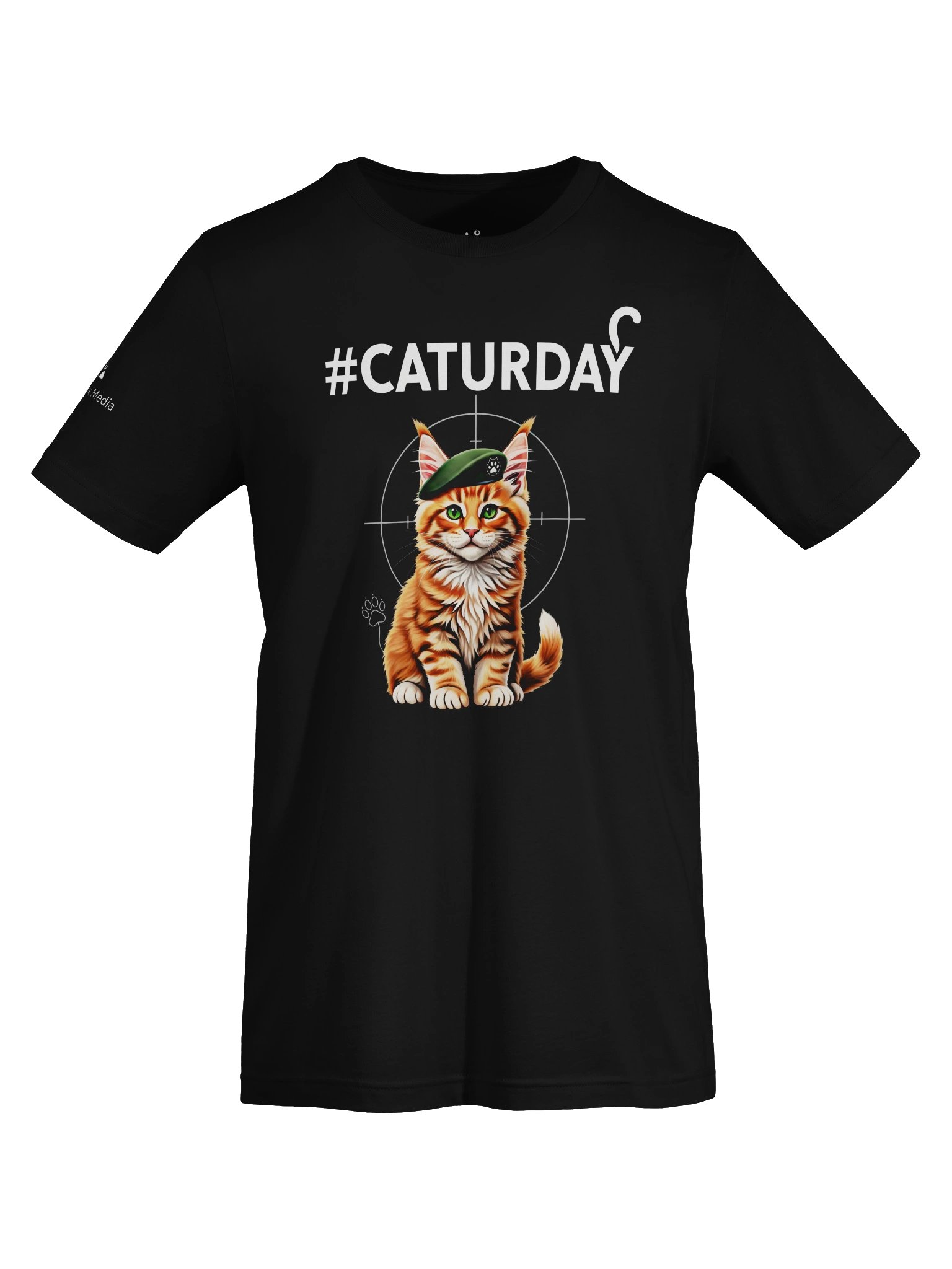 Operation #Caturday Green Beret Orange Cat Tee - Available Only In Black product image (5)