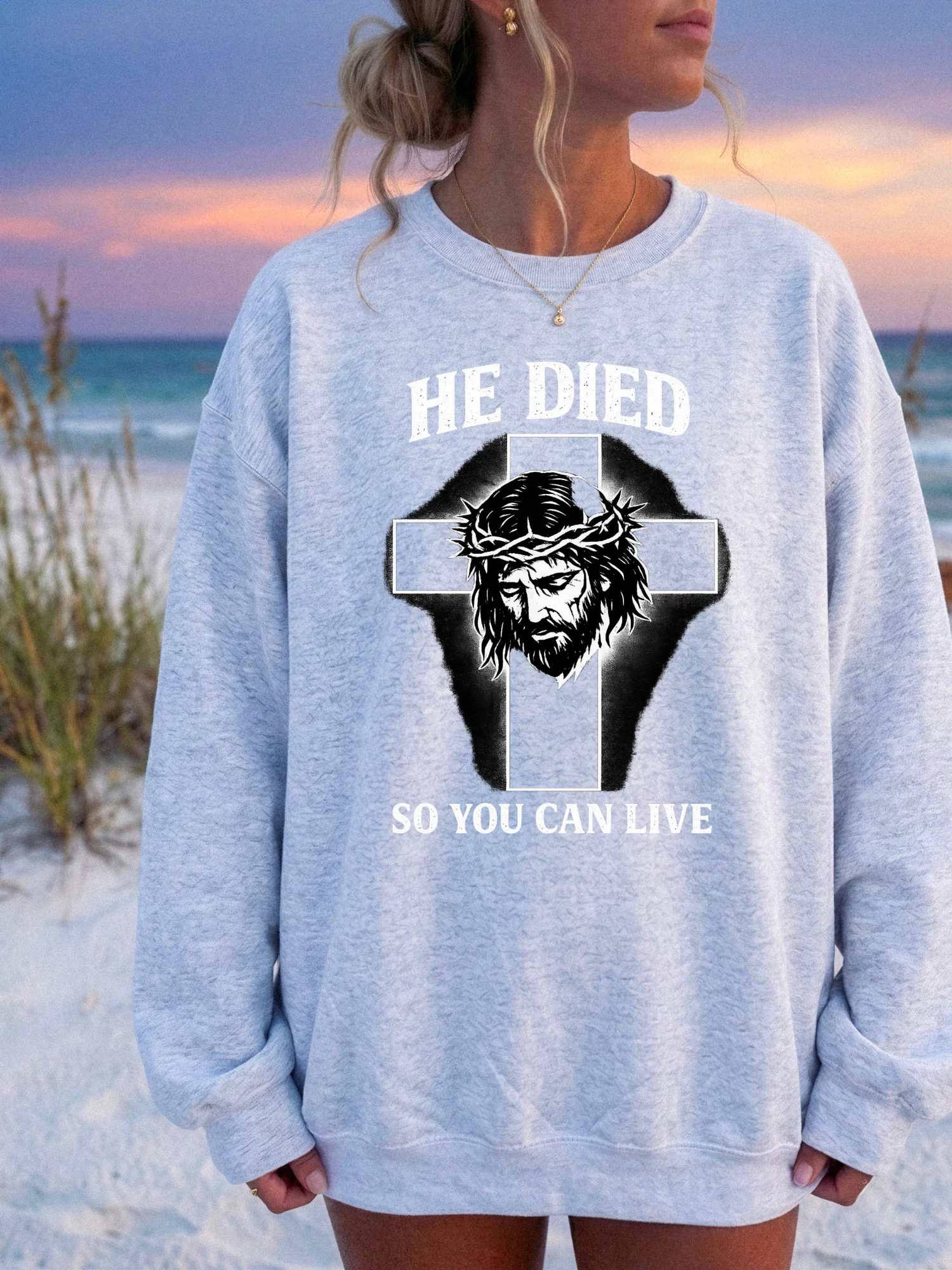 He Died So You Can Live Shirt | Jesus Cross Christian Sweatshirt | Faith-Based Apparel | Religious Gift | Kingdom Life Co. product image (1)