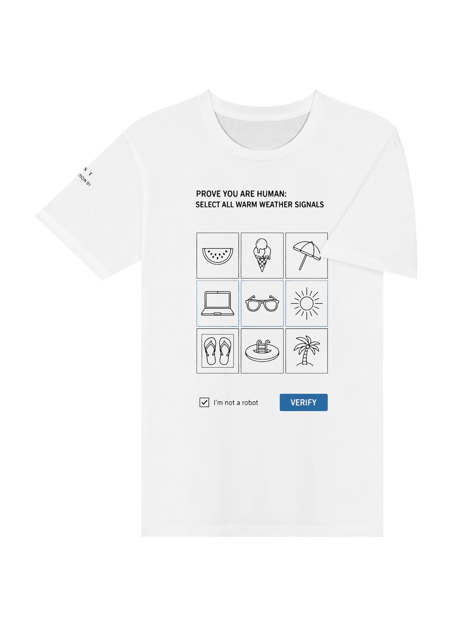 CAPTCHA Blue Verify Minimalist // Graphic T-shirt White product image (4)