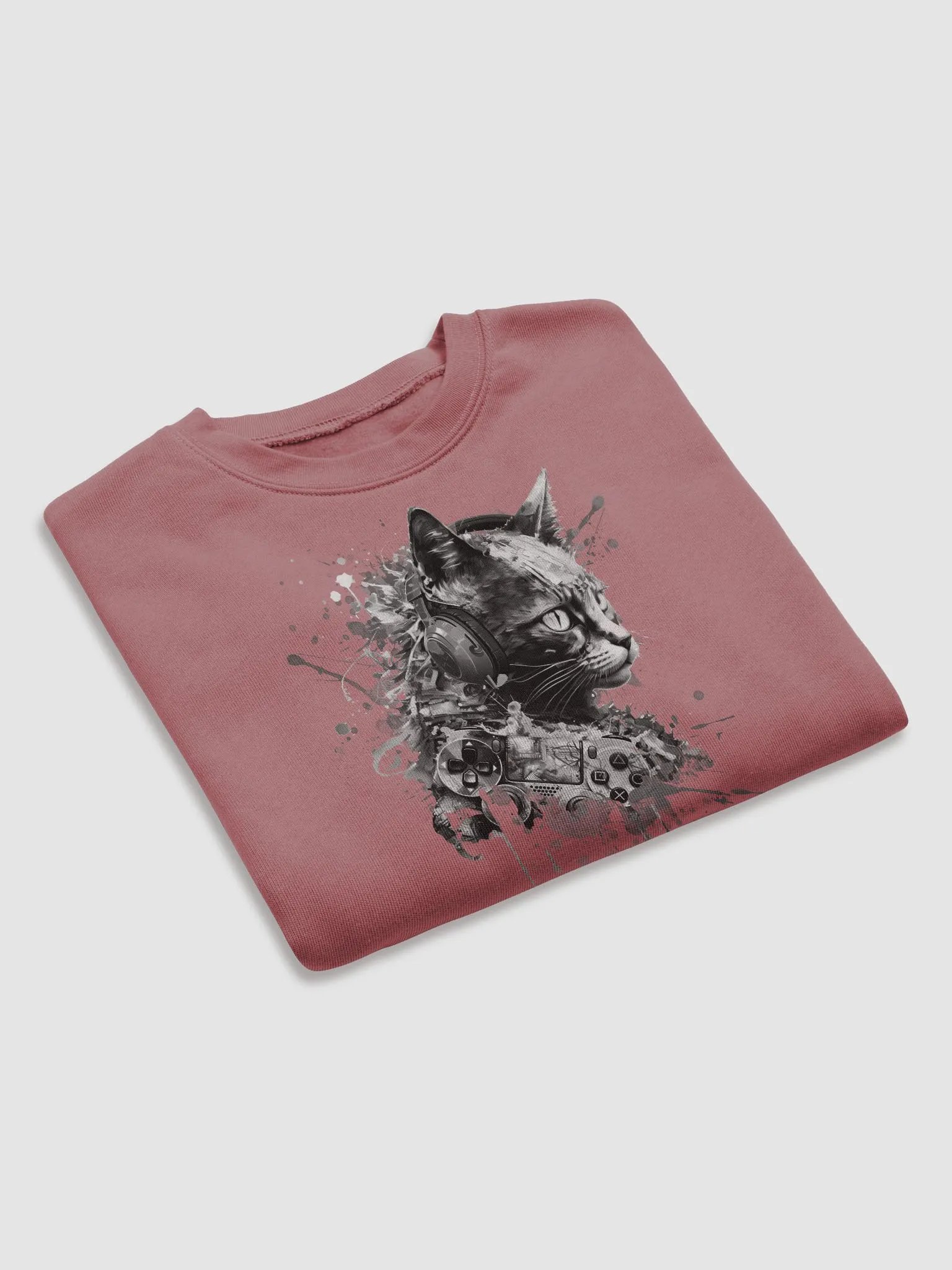Black & White Gamer Cat Crop Crewneck product image (31)