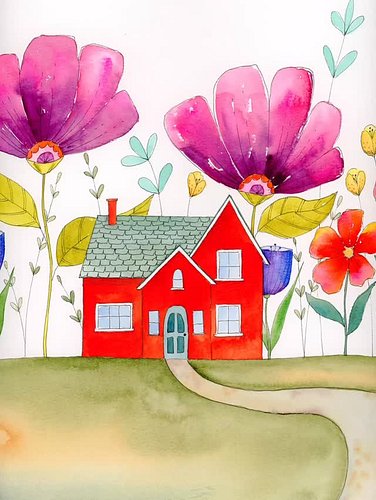 I love spring time. It has me dreaming about flowers and bright colors. I enjoyed painting this whimsical watercolor. 

#wate...