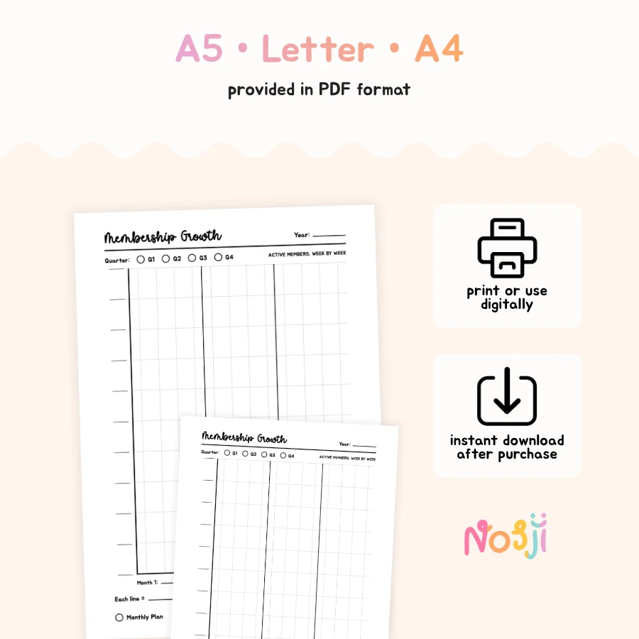 Membership Growth Tracker Printable Membership Growth Chart product image (2)