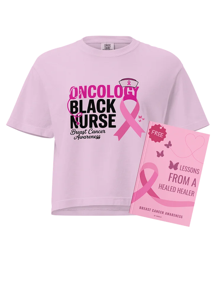 Oncology Black Nurse Breast Cancer Awareness Pink Ribbon Heavyweight Boxy T-Shirt + Free Ebook product image (1)