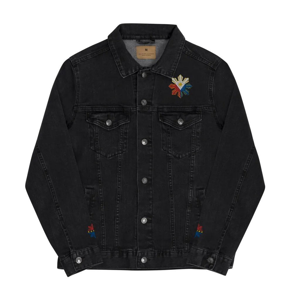 Philippines Flag Sun Denim Jacket with Directional wrist Patches - KALIWA KANAN Left Right product image (2)