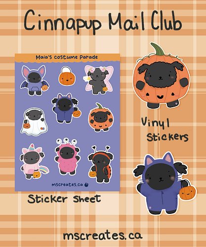 🎃🐾 October’s Cinnapups Sticker Mail Club! 👻

This month, Maia is showing off her adorable Halloween costumes! From spooky to ...