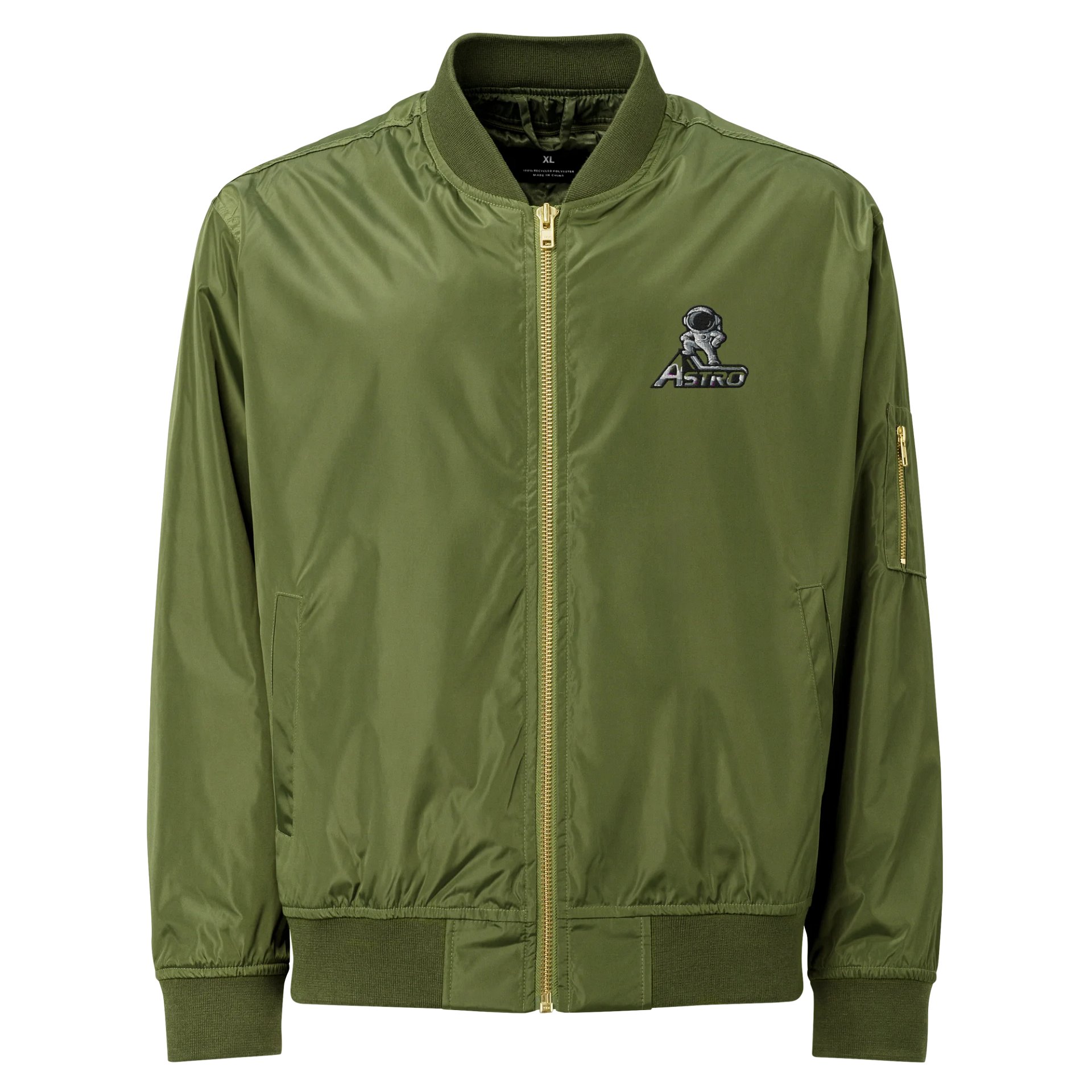 Astro Unisex Premium Recycled Bomber - Black & Army, Cosmic Design, Lightweight product image (1)