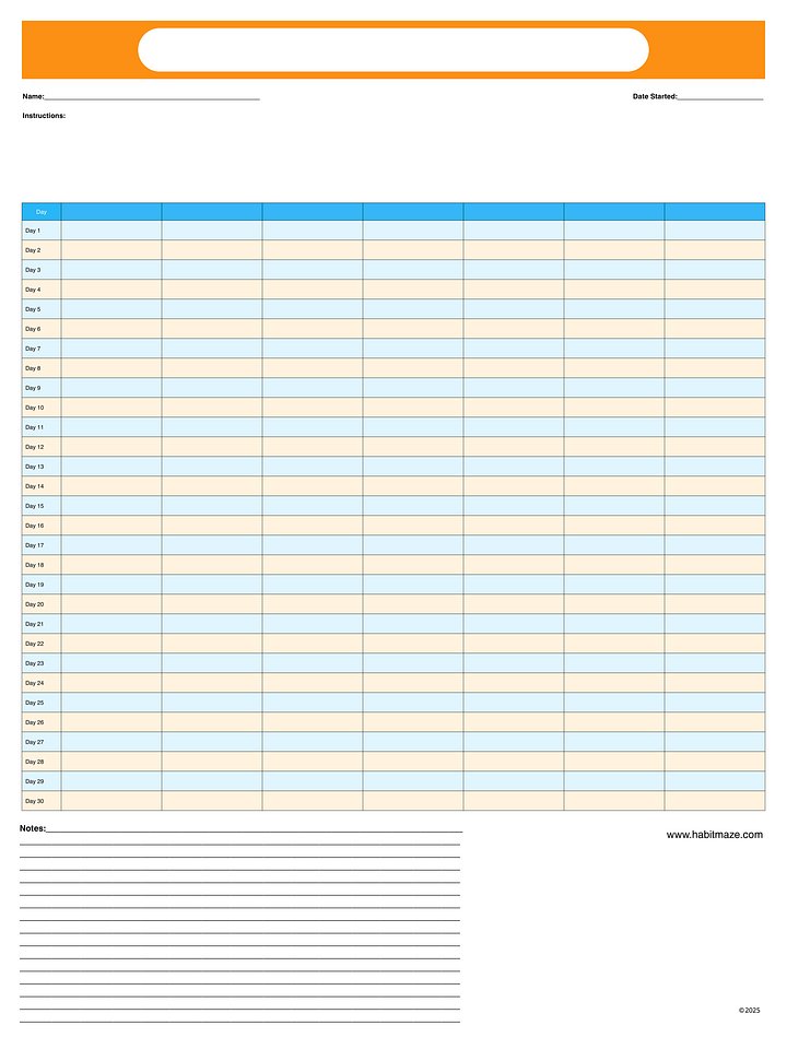 30 Day Blank Planner With 7 Columns and Notes product image (1)