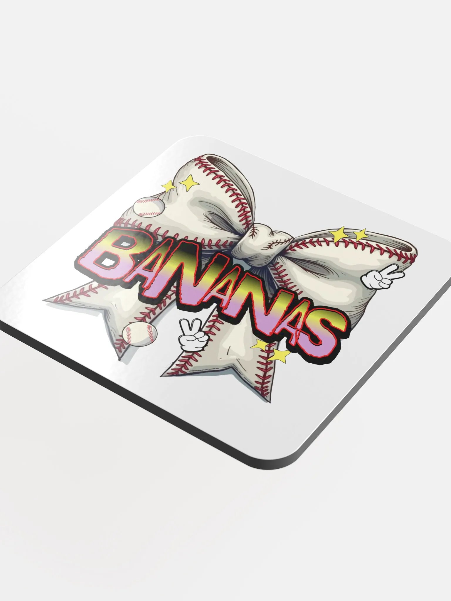 Bananas Bow Baseball Coaster product image (1)