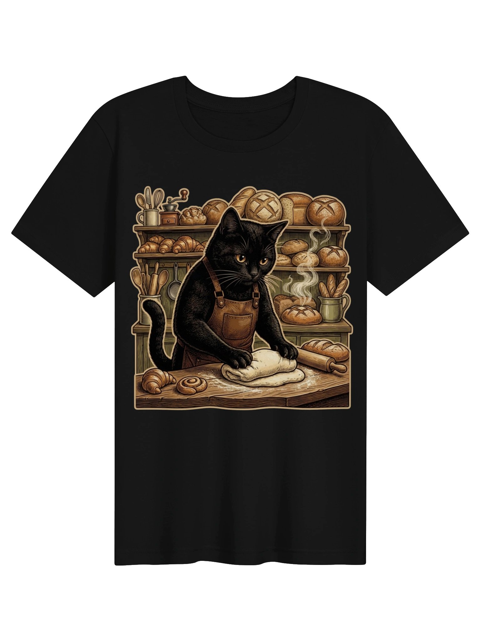 Baker Cat Vintage Graphic Tee - Bakery Black Cat Shirt product image (1)