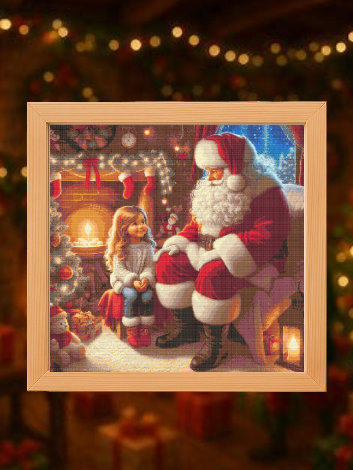 Girl Visits Santa's Grotto Cross Stitch Pattern product image (1)