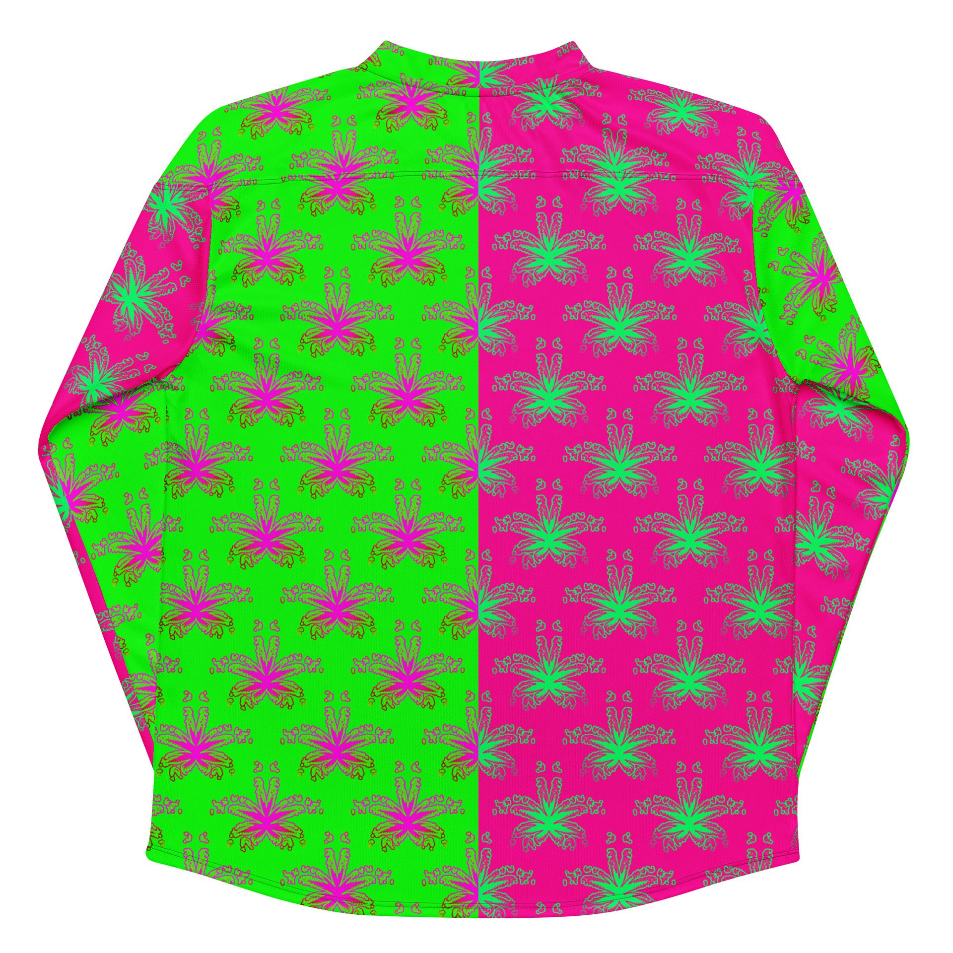Pot Leaf Stoner Hockey Jersey, 420 Weed Rave Wear, Hot Pink Neon Green Ganja Cannabis Clothing, Pothead Party Festival Fashion product image (8)