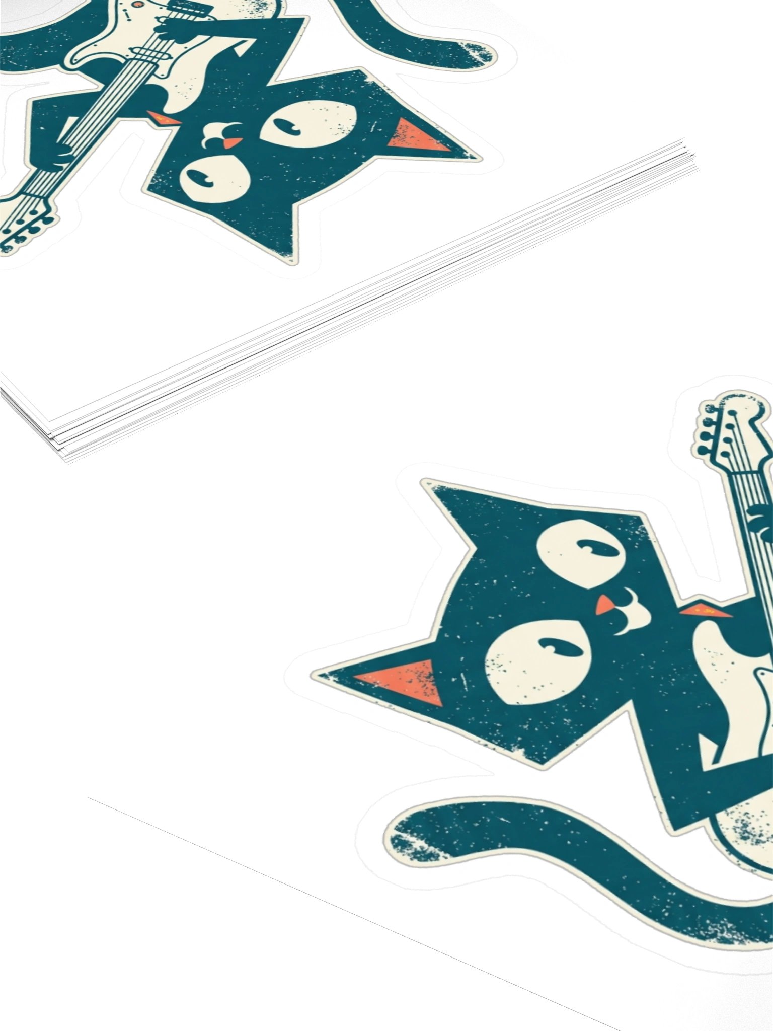 Retro Cat Playing Electric Guitar Sticker – Vintage Rock Cat Decal for Laptop, Guitar Case & Water Bottle product image (8)