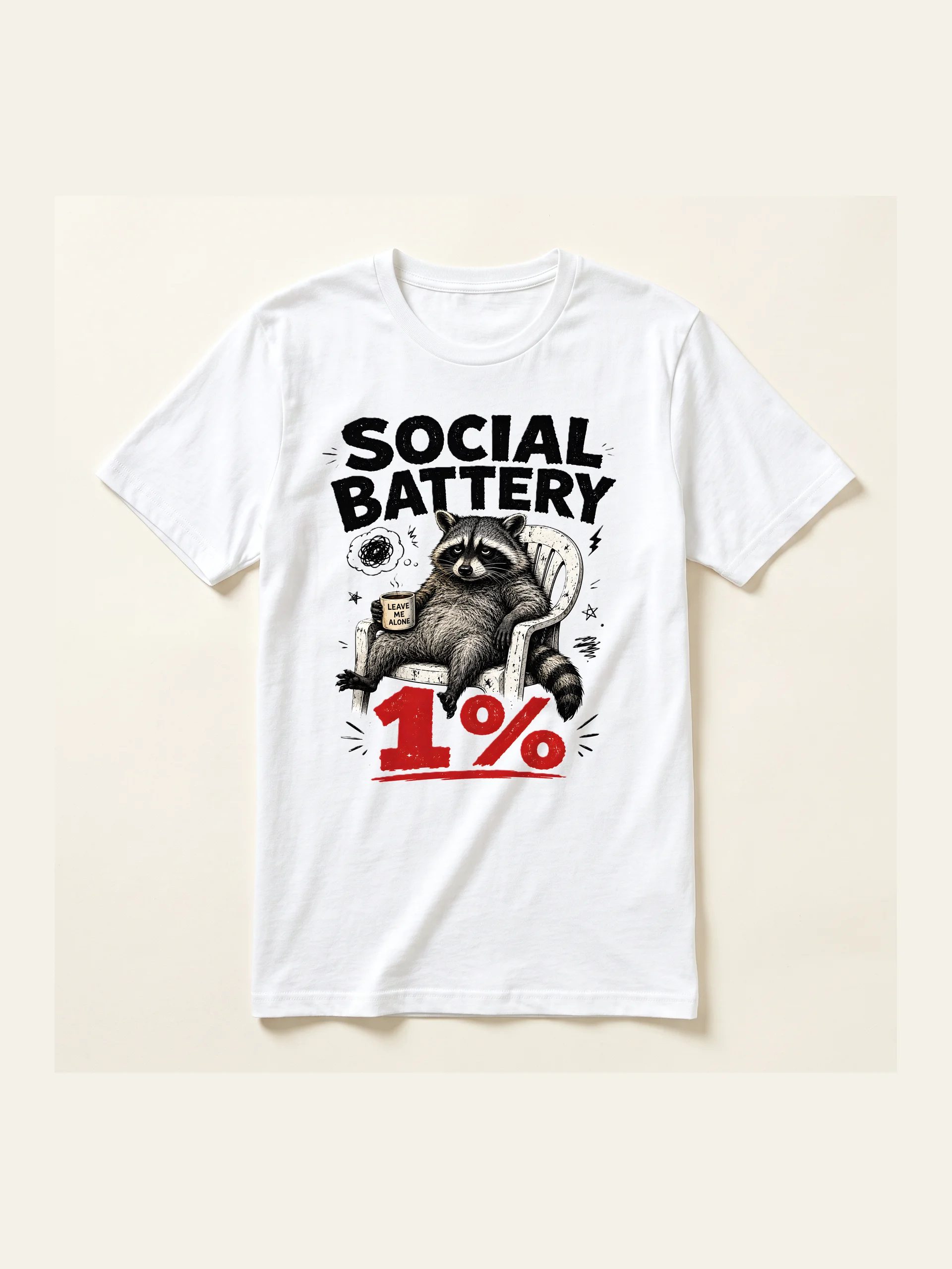 Social Battery 1% Raccoon Tee product image (5)