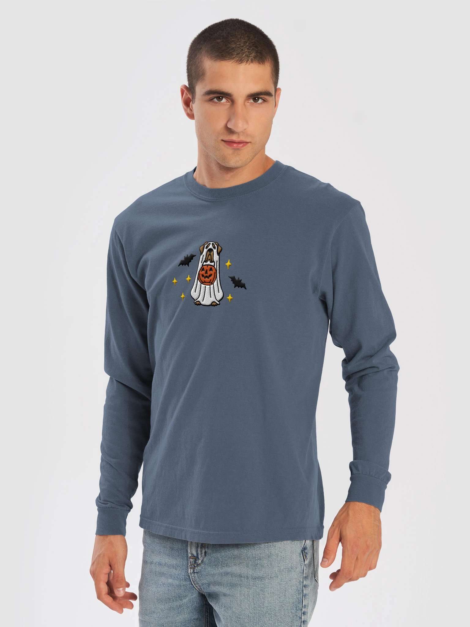 Halloween English Mastiff(Tan) Embroidered Long-Sleeve T-Shirt product image (25)