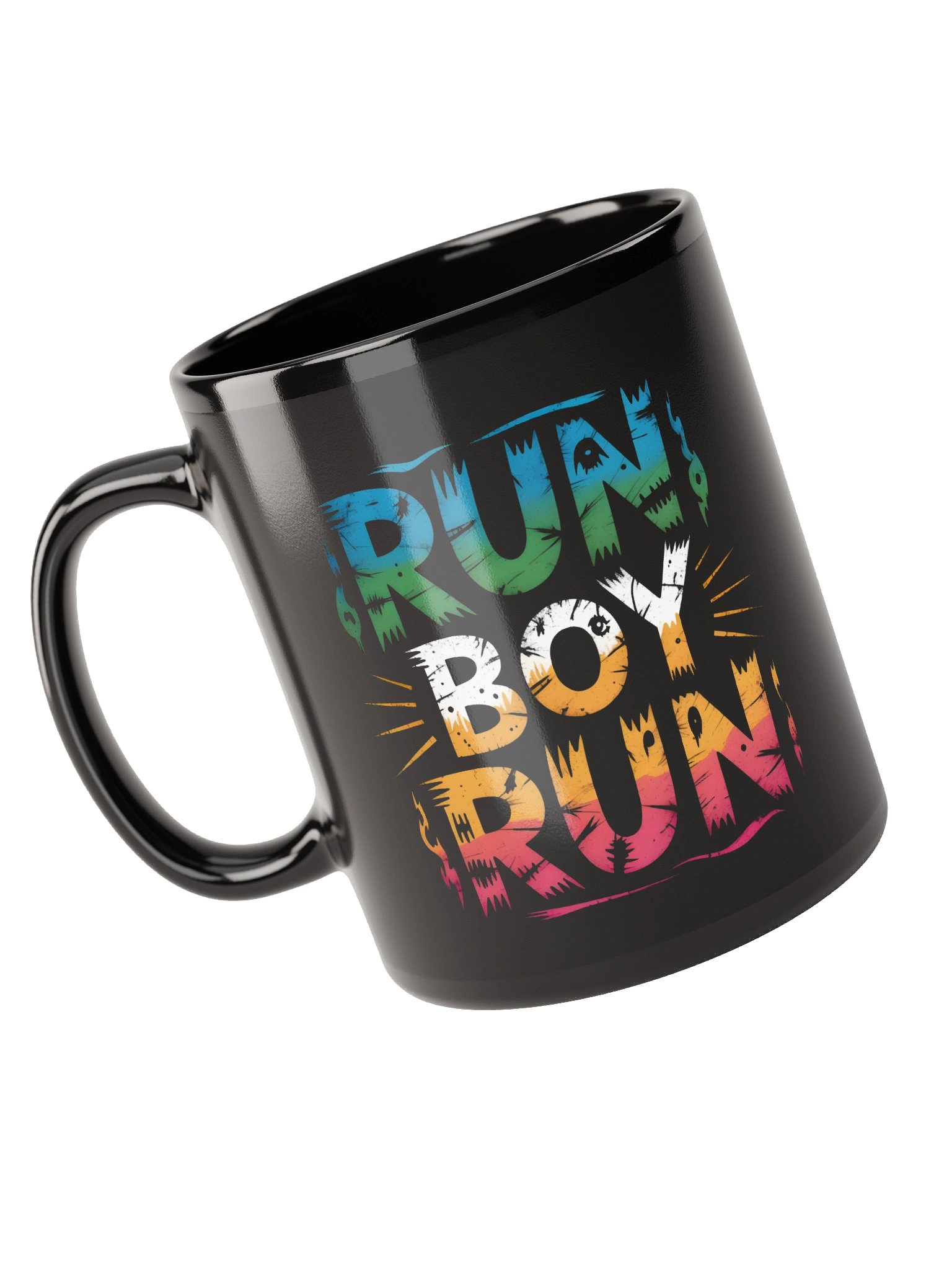 Run Boy Run Black Glossy Mug product image (3)