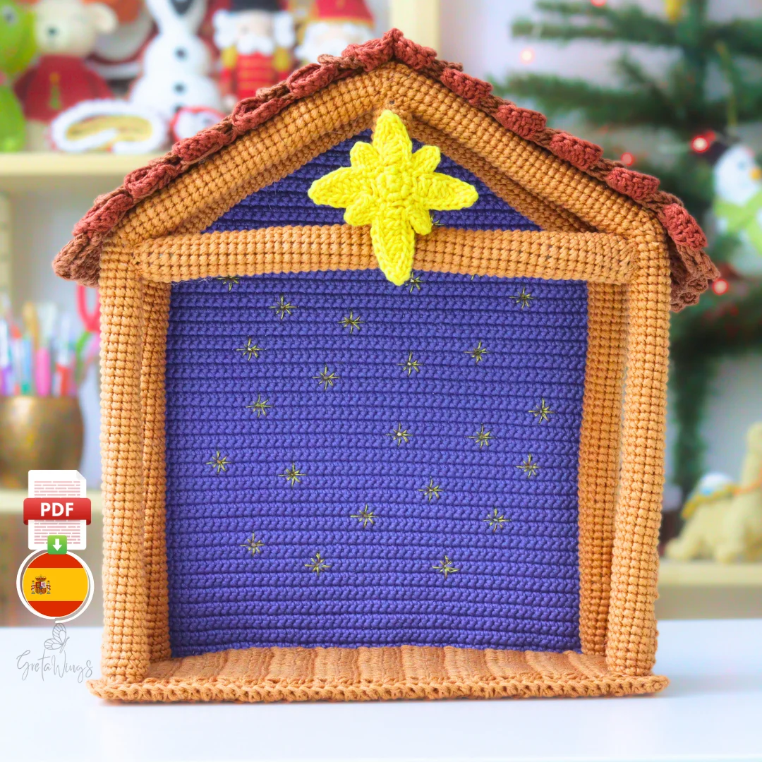 Casita Pesebre Nacimiento de Crochet Amigurumi Hecho a Mano (Incluye Estrella) product image (1)