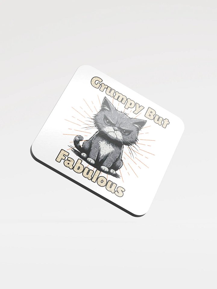 Grumpy But Fabulous Cat Glossed Cork Coaster product image (2)