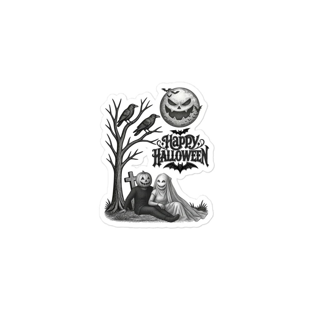 Spooky Jack-o’-Lantern Moon Kiss Cut Stickers product image (1)