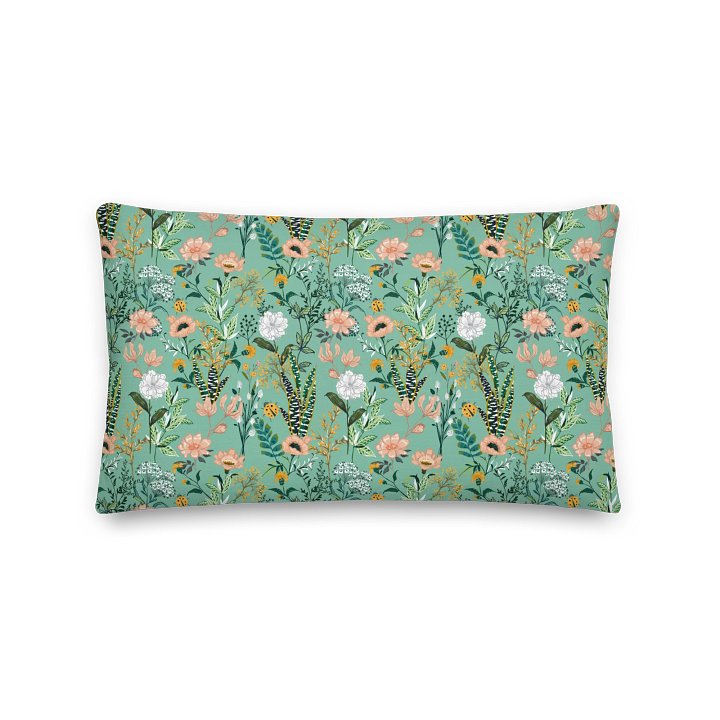 Green Garden Bloom Throw Pillow product image (2)