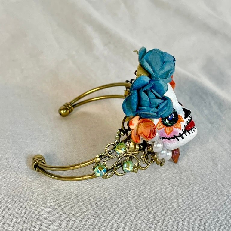 New ProductBlue Roses Sugar Skull Cuff product image (5)